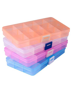 Caja Organizadora Opret 4 Pcs con 15 Rejillas Ajustables 17.5x10cm