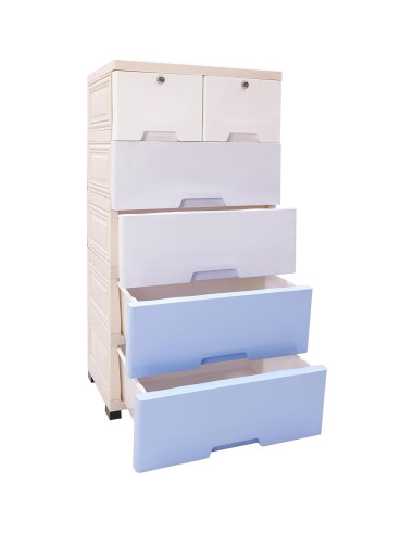 Cómoda de 6 Cajones BRICZUNA Azul Moderna de PP