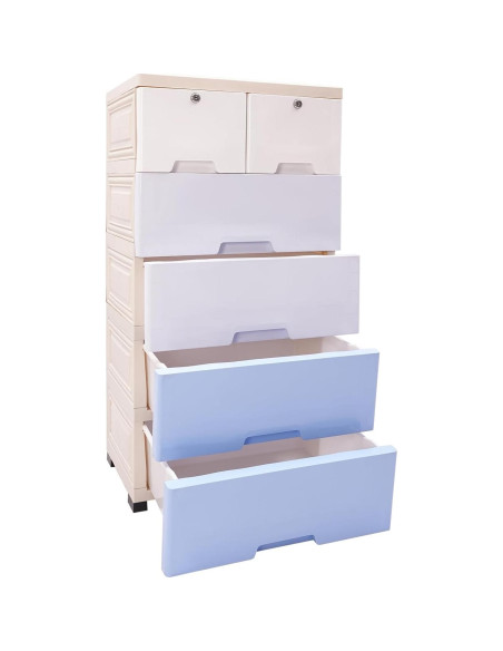 Cómoda de 6 Cajones BRICZUNA Azul Moderna de PP