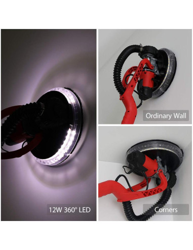 Lijadora de Paneles de Yeso Eléctrica Power Pro 1850 - 750W, 1000-1850rpm, Luz LED