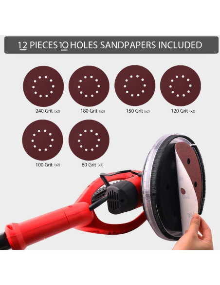 Lijadora de Paneles de Yeso Eléctrica Power Pro 1850 - 750W, 1000-1850rpm, Luz LED