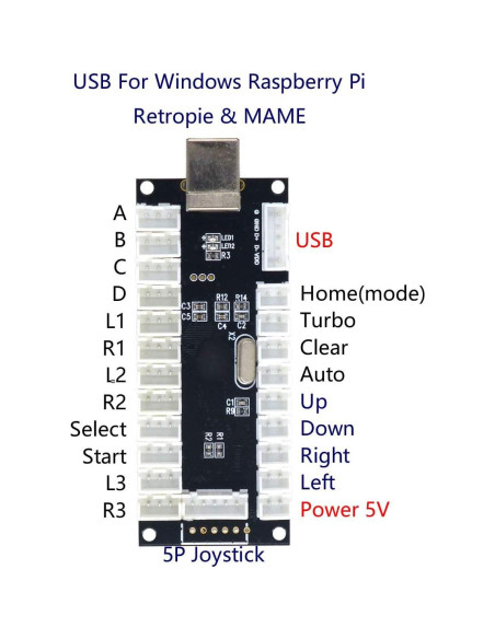 Codificador LED USB SJ@JX para 2 Jugadores de Arcade - PC y Raspberry Pi