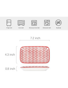 Platos Rectangulares Selamica 18 cm Set de 6 Cerámica Colorida 2