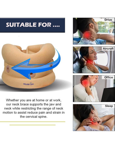 Collar Cervical Ajustable Wonder Care Beige Pequeño 8.9 cm