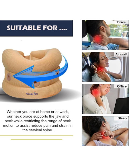 Collar Cervical Ajustable Wonder Care Beige Pequeño 8.9 cm