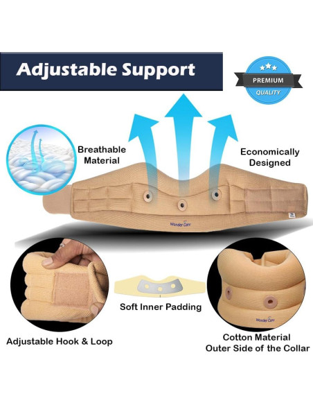 Collar Cervical Ajustable Wonder Care Beige Pequeño 8.9 cm