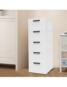 Cajonera de Plástico LOYALHEARTDY 5 Cajones Blanca con Ruedas 2
