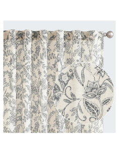 Cortinas de Lino Floral JINCHAN 127x160 cm 2 Paneles Semi Transparentes