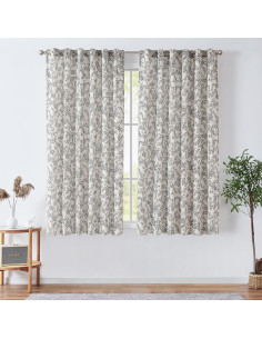 Cortinas de Lino Floral JINCHAN 127x160 cm 2 Paneles Semi Transparentes 2