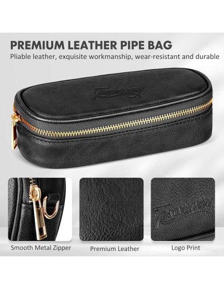 Funda de Cuero PU para 2 Pipás y Accesorios Tesonway - Negro