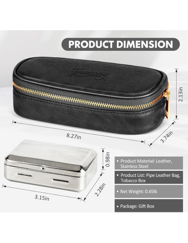 Funda de Cuero PU para 2 Pipás y Accesorios Tesonway - Negro