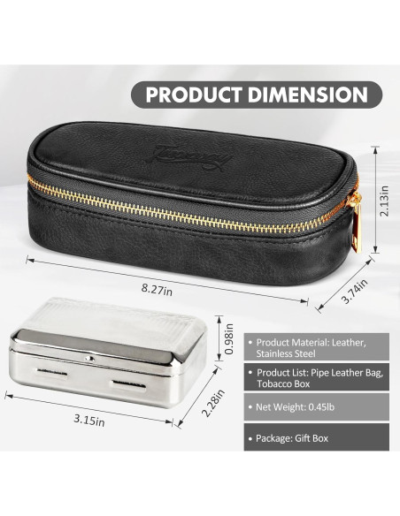Funda de Cuero PU para 2 Pipás y Accesorios Tesonway - Negro