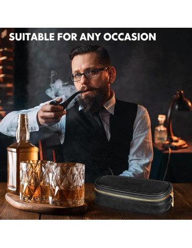 Funda de Cuero PU para 2 Pipás y Accesorios Tesonway - Negro