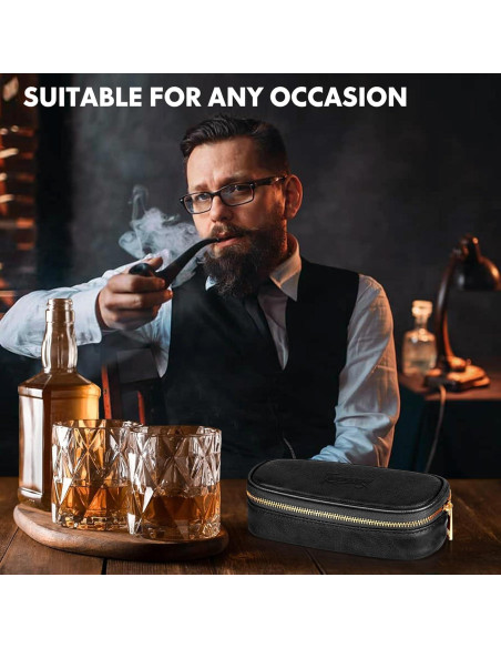 Funda de Cuero PU para 2 Pipás y Accesorios Tesonway - Negro