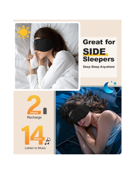 Auriculares para dormir Bluetooth ZHENYEMEI con máscara de ojos