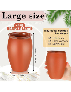 Cantaritos de Barro Gejoy 6 Piezas 454 ml para Cócteles 2