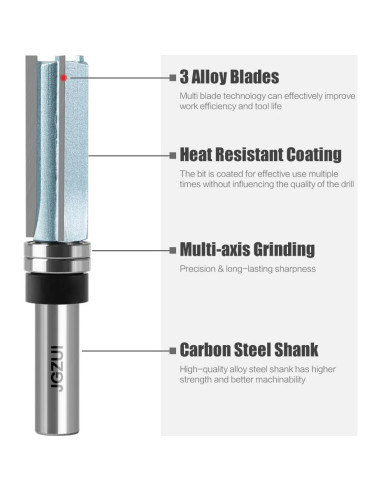Fresas de enrutador JGZUI 1/2" vástago 3/4" diámetro 2" largo