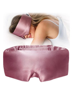 YFONG Máscara de Seda para Dormir 100% Morera Rosa Ajustable