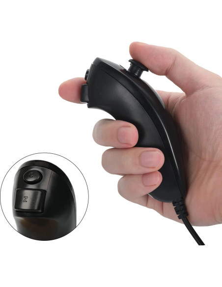 Controlador Nunchuck NC para Nintendo Wii y Wii U - Negro 2PCS