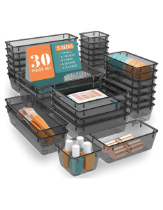 WOWBOX Juego de Organizadores de Cajones 30 Piezas Plástico Negro