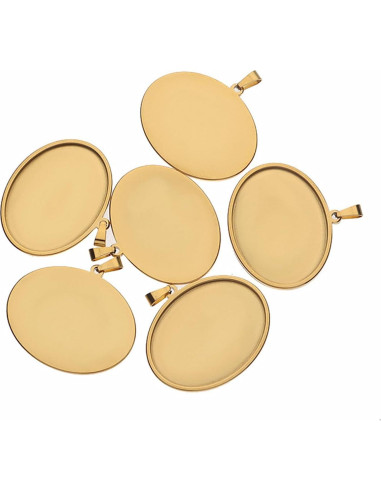 10 Bandejas Ovaladas Cabochon 30x40mm 18K Dorado y Negro