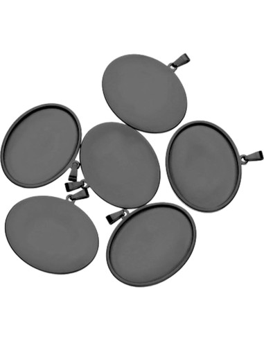 10 Bandejas Ovaladas Cabochon 30x40mm 18K Dorado y Negro