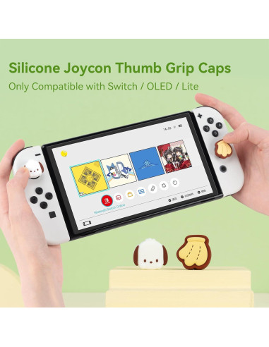 Tapones de Pulgar WISHAVEN para Nintendo Switch - Banana y Perro Pacha