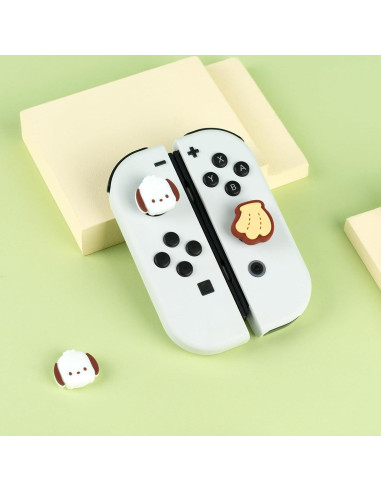 Tapones de Pulgar WISHAVEN para Nintendo Switch - Banana y Perro Pacha