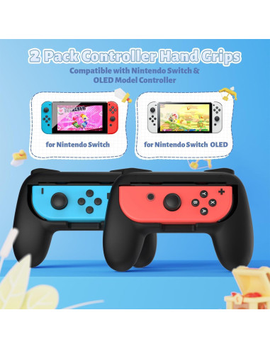 Agarre para Joy-Con Nintendo Switch FASTSNAIL - 2 Paquete Negro