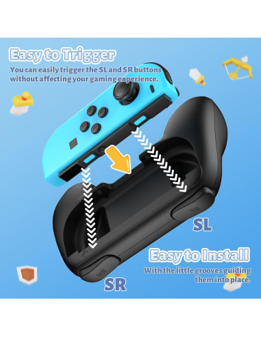 Agarre para Joy-Con Nintendo Switch FASTSNAIL - 2 Paquete Negro