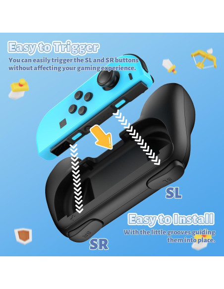 Agarre para Joy-Con Nintendo Switch FASTSNAIL - 2 Paquete Negro