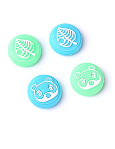 Tapas de Joystick DLseego Animal Crossing para Switch OLED/Lite - Silicona Azul y Verde