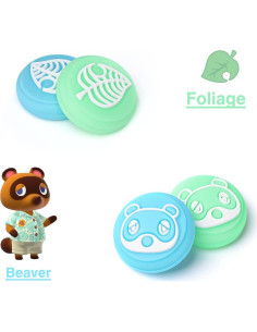 Tapas de Joystick DLseego Animal Crossing para Switch OLED/Lite - Silicona Azul y Verde 2