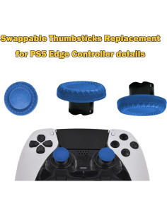 Controlador PS5 Edge Alovexiong 6 en 1 Reemplazo Thumbsticks Azul 2