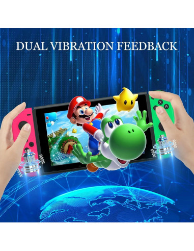 Controlador Inalámbrico 3-en-1 Play+ para N-Switch Rosa/Verde