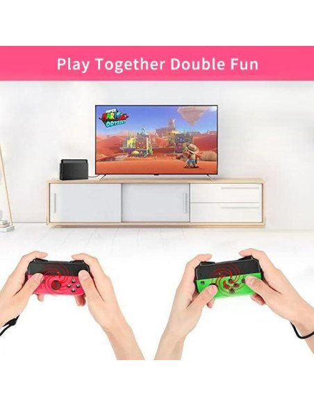 Controlador Inalámbrico 3-en-1 Play+ para N-Switch Rosa/Verde Controlador Inalámbrico 3-en-1 Play+ para N-Switch Rosa/Verde