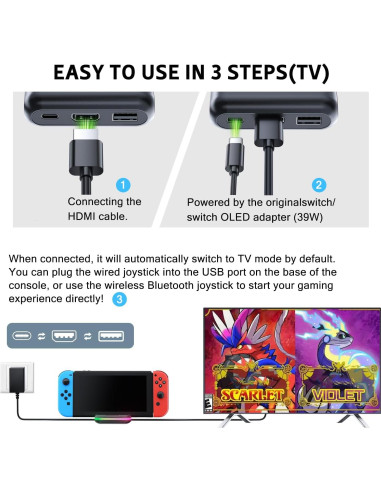 Dock de Carga para Nintendo Switch BOXPSII 4K HDMI USB-C