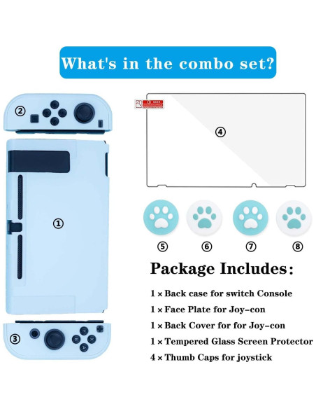 Funda Protectora Dockable OLDZHU Azul para Nintendo Switch