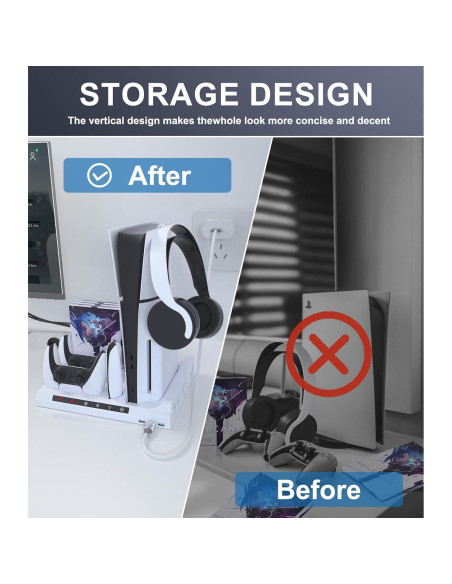 Estación de Enfriamiento y Carga PS5 Slim BGGUANG con Ventiladores Estación de Enfriamiento y Carga PS5 Slim BGGUANG con Ventiladores