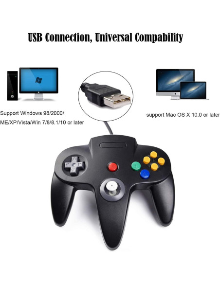 Paquete de 2 Controladores USB N64 miadore para PC y Raspberry Pi