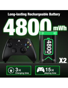 Paquete de Baterías Recargables DINOSTRIKE 2x 4800mWh para Xbox 2