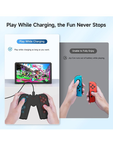 Grip de Carga Joy-Con JINGDU para Nintendo Switch NS/OLED - 2PCS Negro