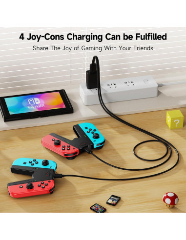 Grip de Carga Joy-Con JINGDU para Nintendo Switch NS/OLED - 2PCS Negro