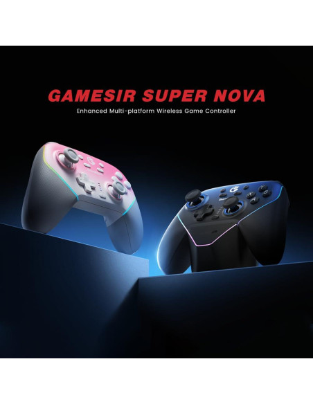 GameSir Super Nova Controlador Inalámbrico para PC/Switch/iOS/Android - Joystick RGB, 1000Hz, Batería 1000mAh