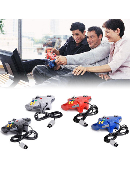 Controlador N64 Kiwitatá Negro con Cable y Vibración
