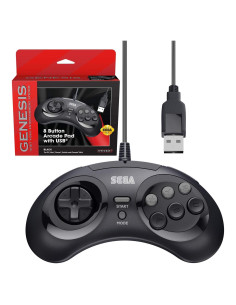 Controlador USB Retro-Bit SEGA Genesis 8 Botones Negro