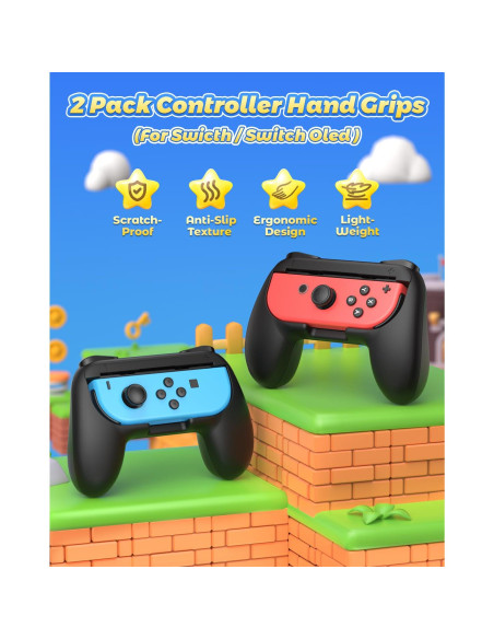 Agarraderas para Nintendo Switch OLED Fyoung - Negro (2 Pzs)