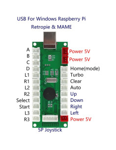 Controlador Arcade SJ@JX USB 2 Jugadores para PC y Raspberry Pi 2