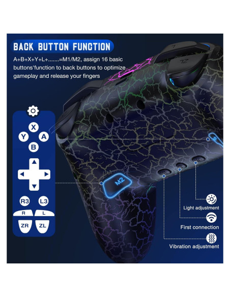 Controlador Inalámbrico Gammeefy para Nintendo Switch - Negro