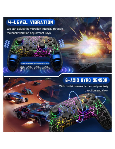 Controlador Inalámbrico Gammeefy para Nintendo Switch - Negro